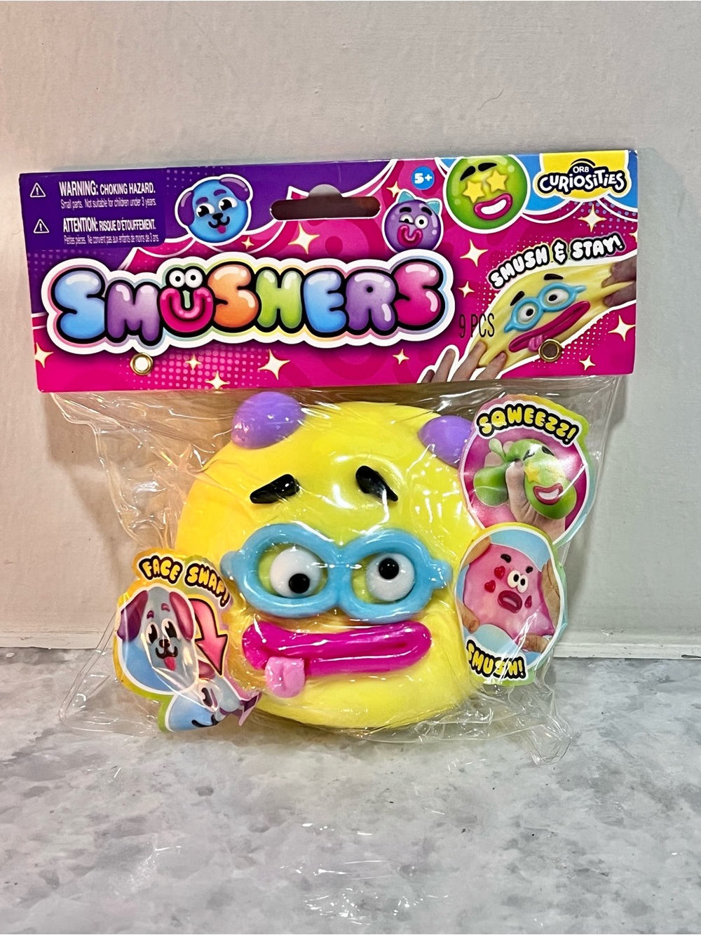 Smushers Yellow Face Squishy Toy